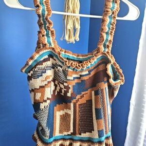 Shyanne Boot Barn Boho Knit Tank Top with Ruffle Straps